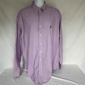 Polo Ralph Lauren Yarmouth Shirt Mens 17 36/37 Purple Gingham Long Sleeve XL